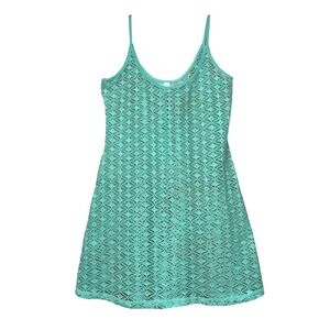 Bongo Women Aqua Crochet Dress SwimSuit Cover Up XL Summer Boho Beach Resort Y2K